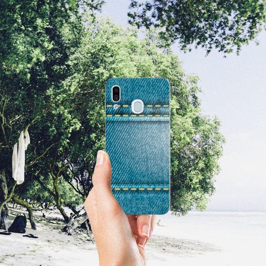 Coque Téléphone pour Samsung Galaxy A30 TPU Bumper Silicone Étui Housse Jeans