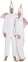 Eenhoorn dieren onesie/kostuum voor volwassenen wit - Verkleedpak unicorn S/M (max. 165 cm)