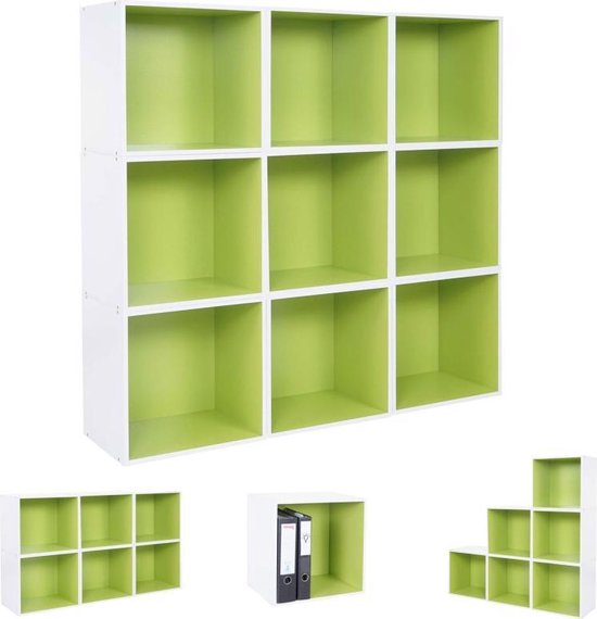 Boekenkast-kast-vierkant-cube-shelf-boekenkast-muurkast-1-delig-Groen bol.com