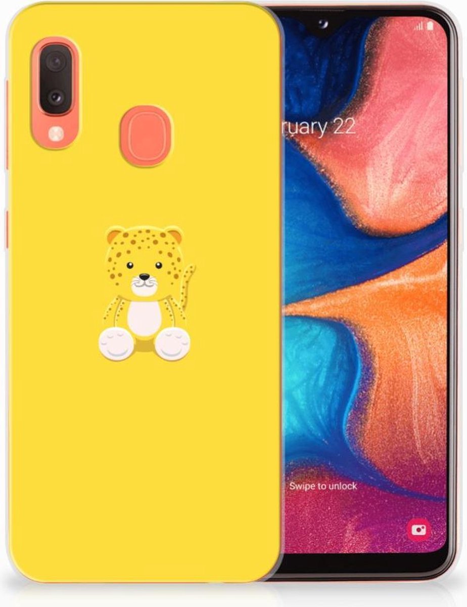Samsung Galaxy A20e Telefoonhoesje met Naam Baby Leopard