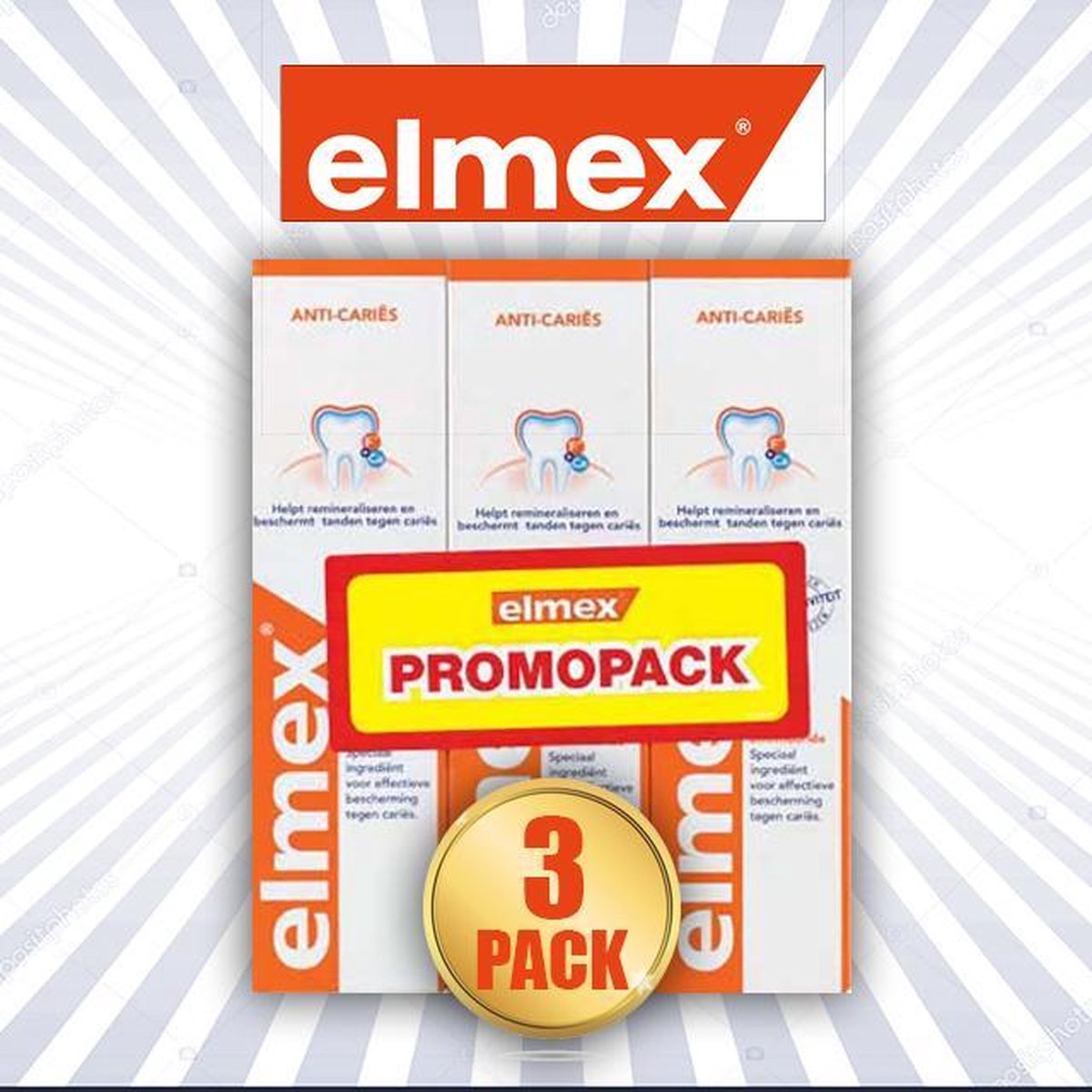 Elmex Anti-Cariës Tandpasta 75 ml - 3 Pack Voordeelverpakking