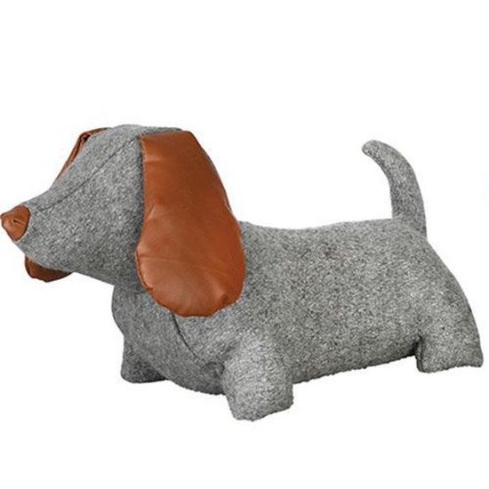 Deurstopper hond in grijs met cognac kleurige accenten