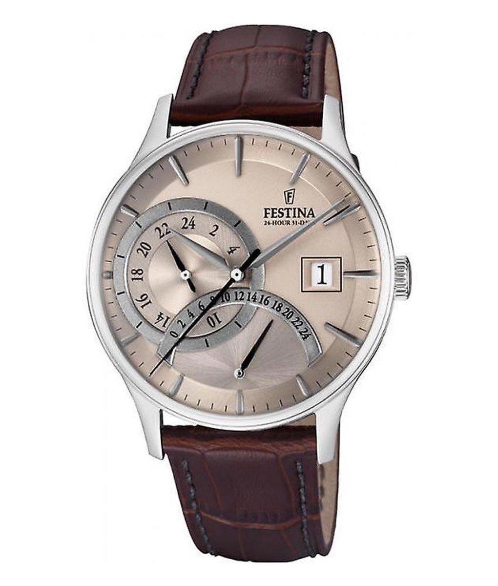 Festina F16983-2 horloge heren - bruin - edelstaal