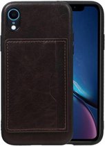 Mocca Staand Back Cover 1 Pasjes voor iPhone XR