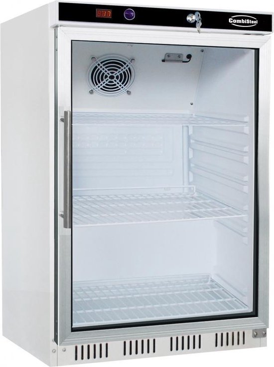 Koelkast: HorecaTraders koelkast met 1 glazen deur | 510(b)x485(d)x620(h) cm | Wit, van het merk Combisteel