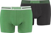 PUMA Placed Logo Boxershort - 2-pack - Groen - Maat M