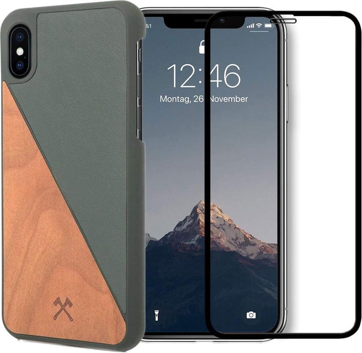 iPhone Xs Max hoesje - Woodcessories - Groen - Hout