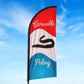 Beachflag - Gerookte Paling - Vlag + Hengelsysteem - Actievlag.nl