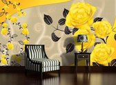 Roses Yellow Flowers Abstract Photo Wallcovering