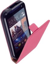 LELYCASE Premium Roze Lederen Flip Case Hoesje HTC Desire 310