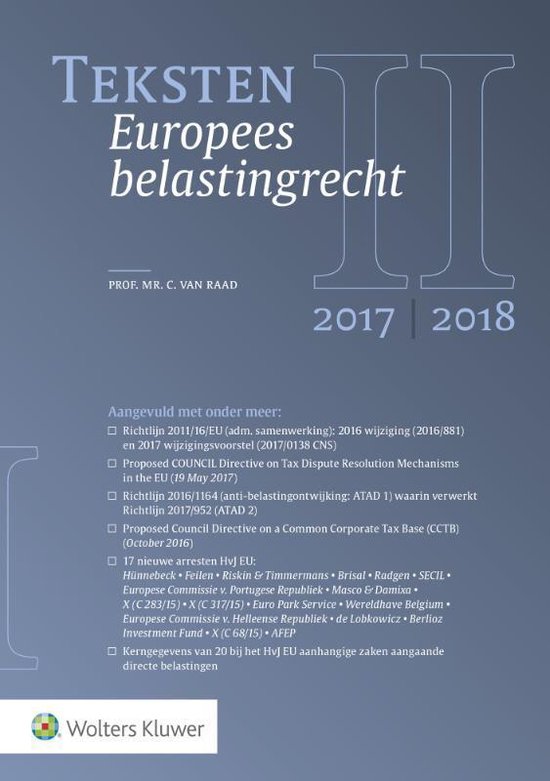 Teksten Europees belastingrecht 2017/2018 - cover