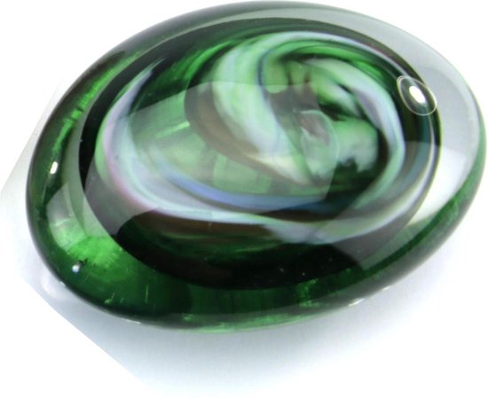 Glasobject Pebble ovaal groen mini urn glas