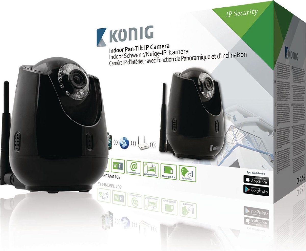 König SAS-IPCAM110B Indoor Pan-tilt Ip-camera voor Bewaking Op Afstand Zwart