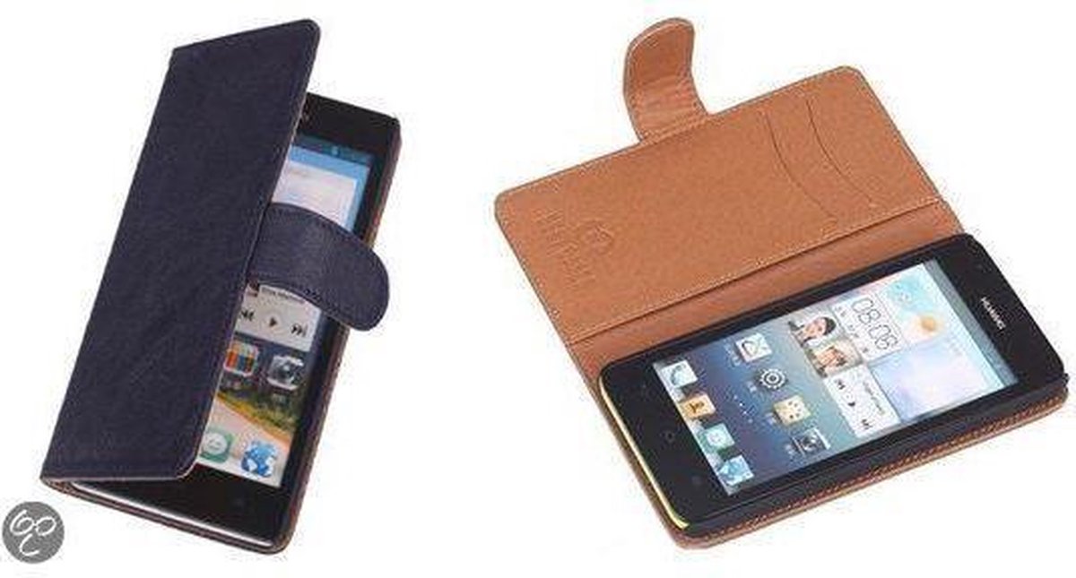 BestCases Navy Blue Luxe Echt Lederen Booktype Hoesje Huawei Ascend G700