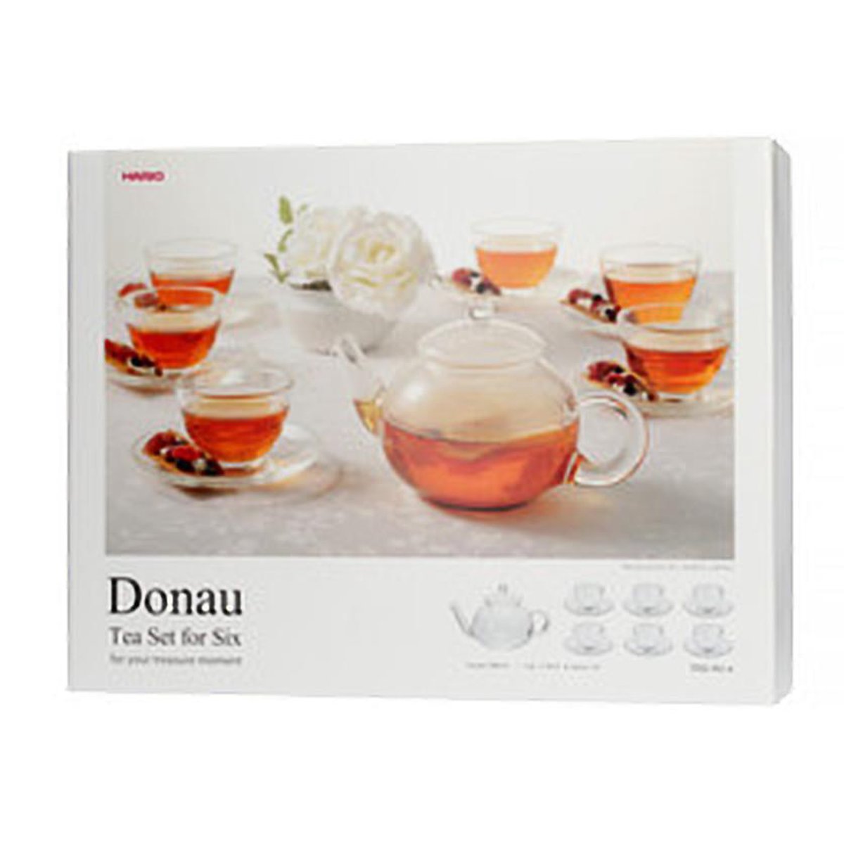 Hario - Donau - Theepot - Theeset met theeglazen - Cadeaubox - Thee cadeau giftset