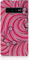 Geschikt voor Samsung Galaxy S10 Stand Case Swirl Pink