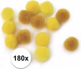 180x pompons jaunes 15 mm - boules de bricolage