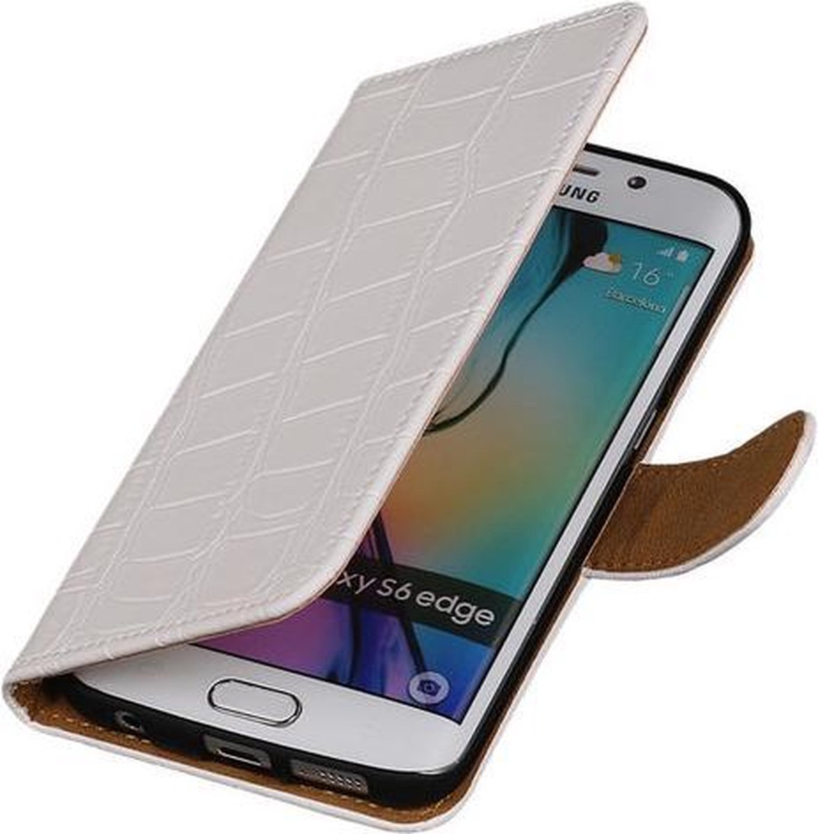 Samsung Galaxy S6 Edge Krokodil Booktype Wallet Hoesje Wit