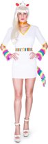 Karnival Costumes Regenboog Eenhoorn Unicorn kostuum voor vrouwen Carnavalskleding Dames Carnaval - Polyester - Maat XS - 4-Delig Jurk/Armband/Nekband/Hoofdband