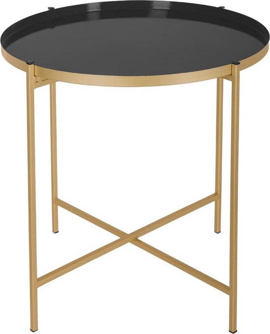 Percentage onenigheid Gebeurt Luxe Design Bijzettafel Goud / Zwart - HomeShopXL - Gouden tafeltje - Rond  salontafeltje | bol.com