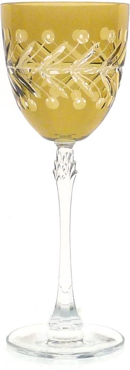 Kristallen wijnglazen - Wijnglas ANTOINETTE - light olive - set van 2 glazen - gekleurd kristal