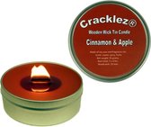 4 stuks Cracklez® Knetterende Houten Lont Geur Kaarsen in blik Appel en Kaneel. Rood-bruin.