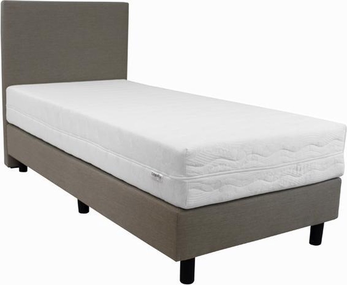 Bedworld Boxspring 1 persoons bed - Eenpersoons bed - 100x200 cm - Met  Matras - Beige | bol.com