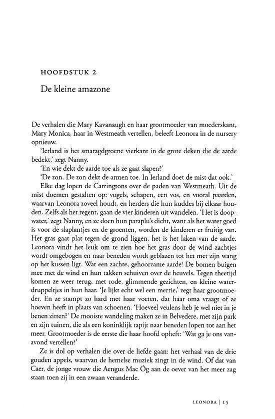 Boekpagina met tekst en kop 'DE KLEINE AMAZONE'.