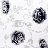 dik transparant tafelzeil met rozen print zilver