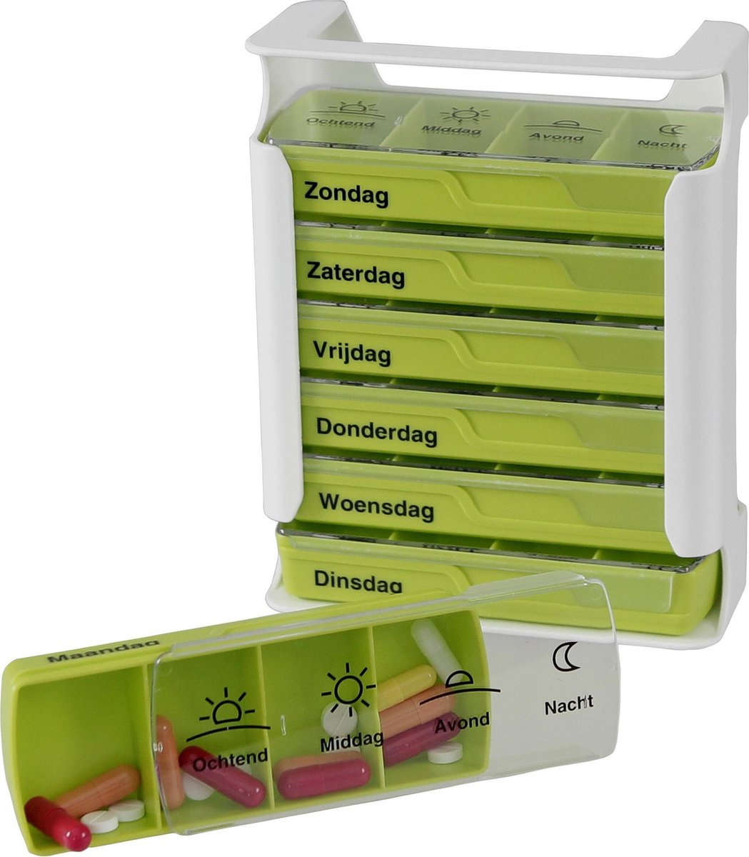 Anabox - Compact weekdoos - Groen - Pillendoos - Medicijndoos