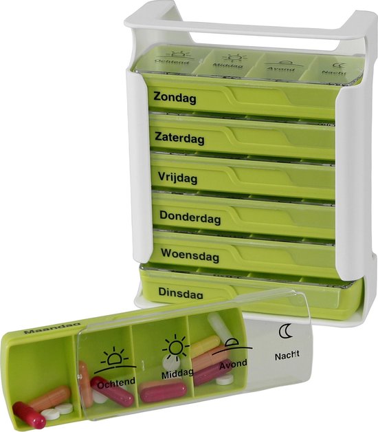 Anabox - Compact weekdoos - Groen - Pillendoos - Medicijndoos | bol.com