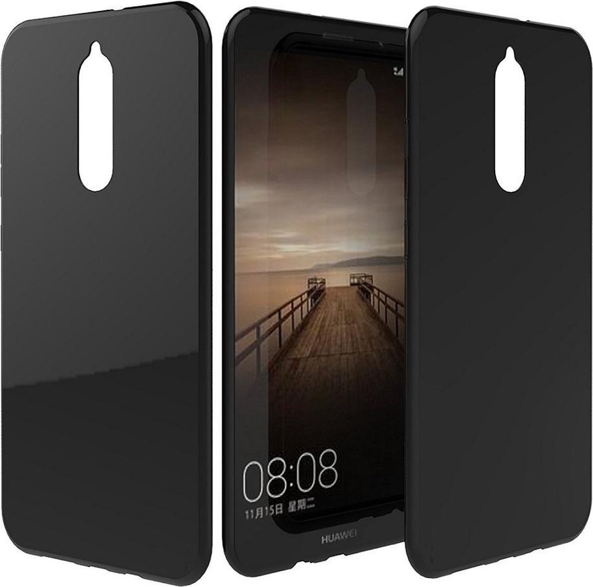 Zwart TPU Siliconen Case Hoesje voor Huawei Mate 10 Lite