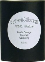 Cracklez® Geschenkset zwart met 3 knetter ongeparfumeerde houtlont kaarsen naar keuze