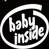Autosticker wit - Baby inside - baby in de auto - babie aan boord - 11,7 x 12,8 - aut115
