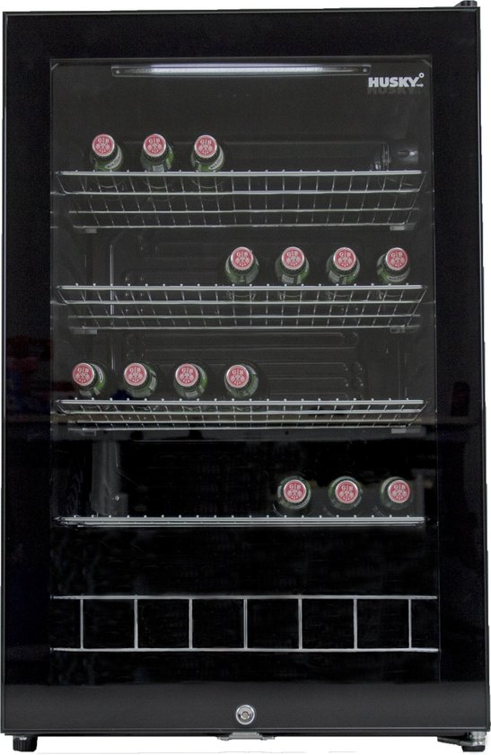 Husky KK110-CNS-NL-HU - Koeler - Met Glazen Deur - 130 Liter - 40dB - Zwart
