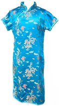 Chinese jurk voor Dames - Blauw - Maat XXXXL - Verkleed jurk - verkleedkleding