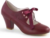 EU 36 = US 6 | WIGGLE-32 | 2 1/2 Cuben Heel Mary Jane Pump W/ Ribbon Tie