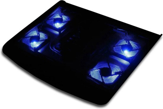 Foto: Dolphix laptop koeler met 5 fans en blauwe led licht professionele notebook cooling pad 5 stille coolers koeler fan laptopstandaard ventilator laptop koeler notebookstandaard voor 11 tot 15 4 inch laptops zwart