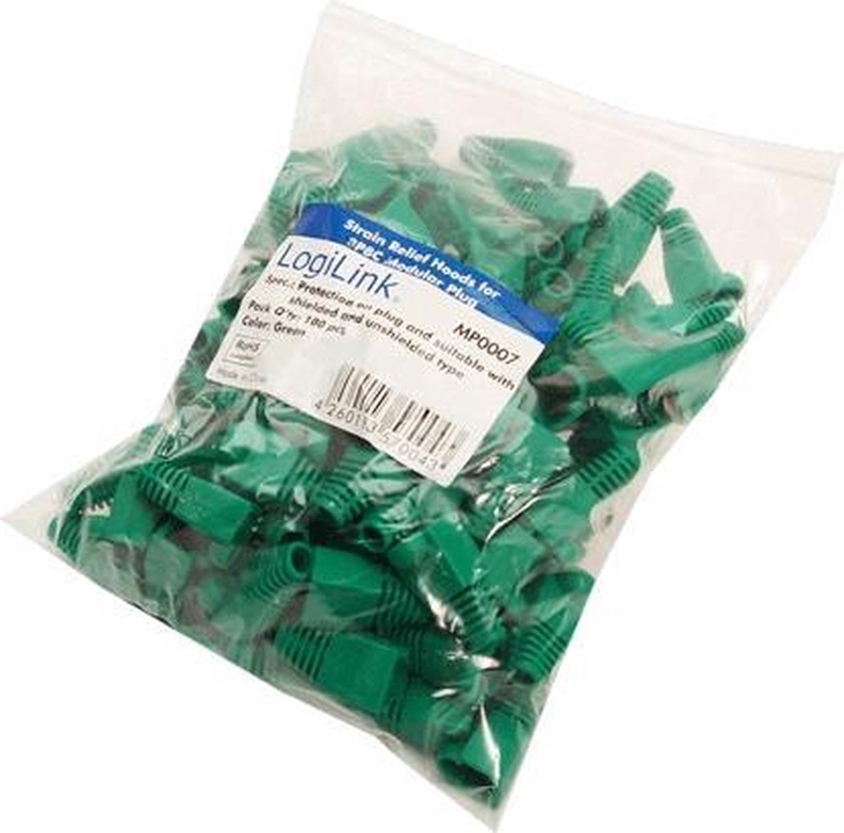 LogiLink MP0007 Knik beveiligingshuls voor RJ45 Groen 100 stuk(s)