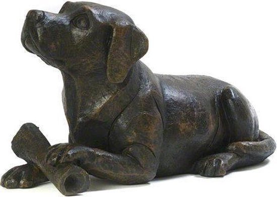 asbeeld urn - hond met bot - hondenurn| 40 cm