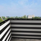 Balkonscherm gestreept zwart - BalkonschermenGestreept - Vinyl - 100x400cm Enkelzijdig