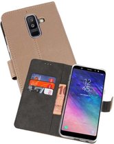 Booktype Telefoonhoesjes - Bookcase Hoesje - Wallet Case -  Geschikt voor Samsung Galaxy A6 Plus (2018) - Goud