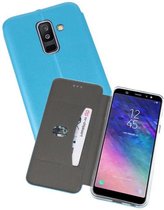 Slim Folio Case - Book Case Telefoonhoesje - Folio Flip Hoesje - Geschikt voor Samsung Galaxy A6 Plus 2018 - Blauw