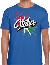 Italia/Italie landen t-shirt spetter blauw voor heren - supporter/landen kleding Italie L