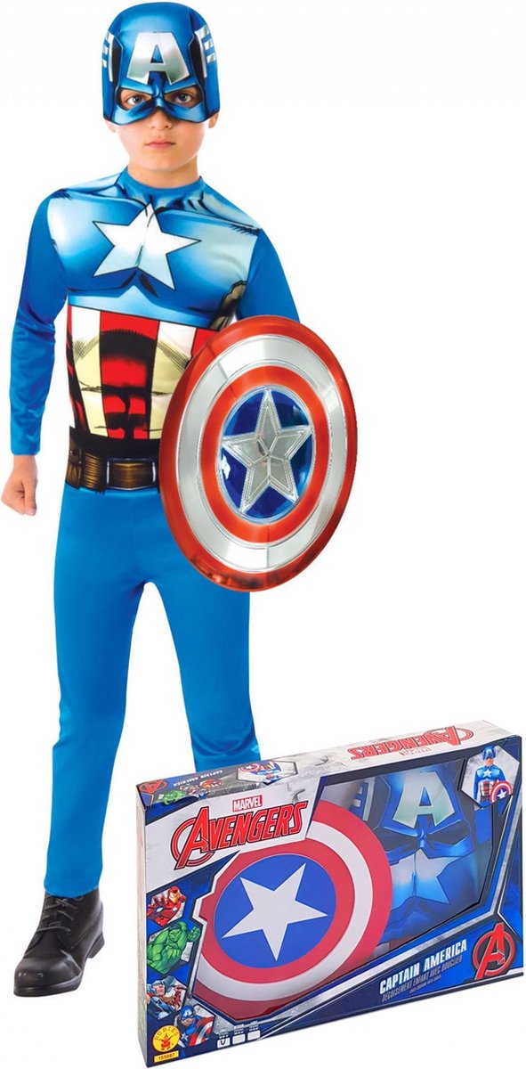 Ruilhandel Samenpersen Chaise longue Klassieke Captain America outfit met schild voor jongens - Verkleedkleding  | bol.com