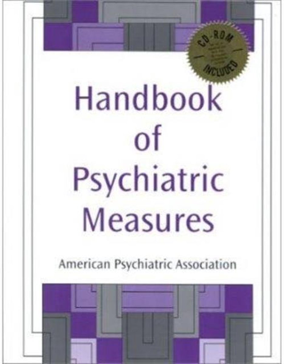 Handbook of Psychiatric Measures, American Psychiatric Association 9780890424155