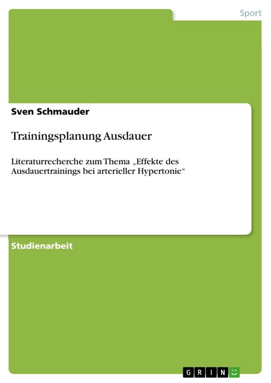 Trainingsplanung Ausdauer - cover