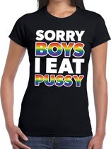 Sorry boys i eat pussy gay pride t-shirt zwart voor dames 2XL