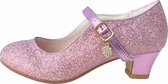 Spaanse Prinsessen schoenen roze glamour glitterhartje maat 28 - binnenmaat 18 cm - bij feestjurk - verkleedkleren - Carnavalskleding