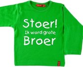 T-shirt Stoer! Grote broer | Lange mouw | Groen | Maat 98/104